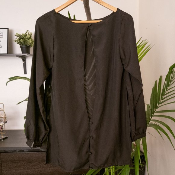 Vintage sheer long sleeve blouse, button open back - Picture 4 of 7